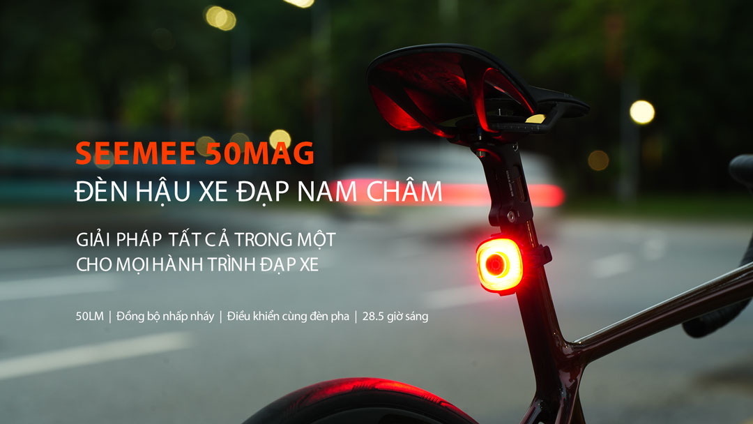 Đèn hậu xe đạp SEEMEE 50 MAG sáng 50lumen tích hợp đuôi nam châm