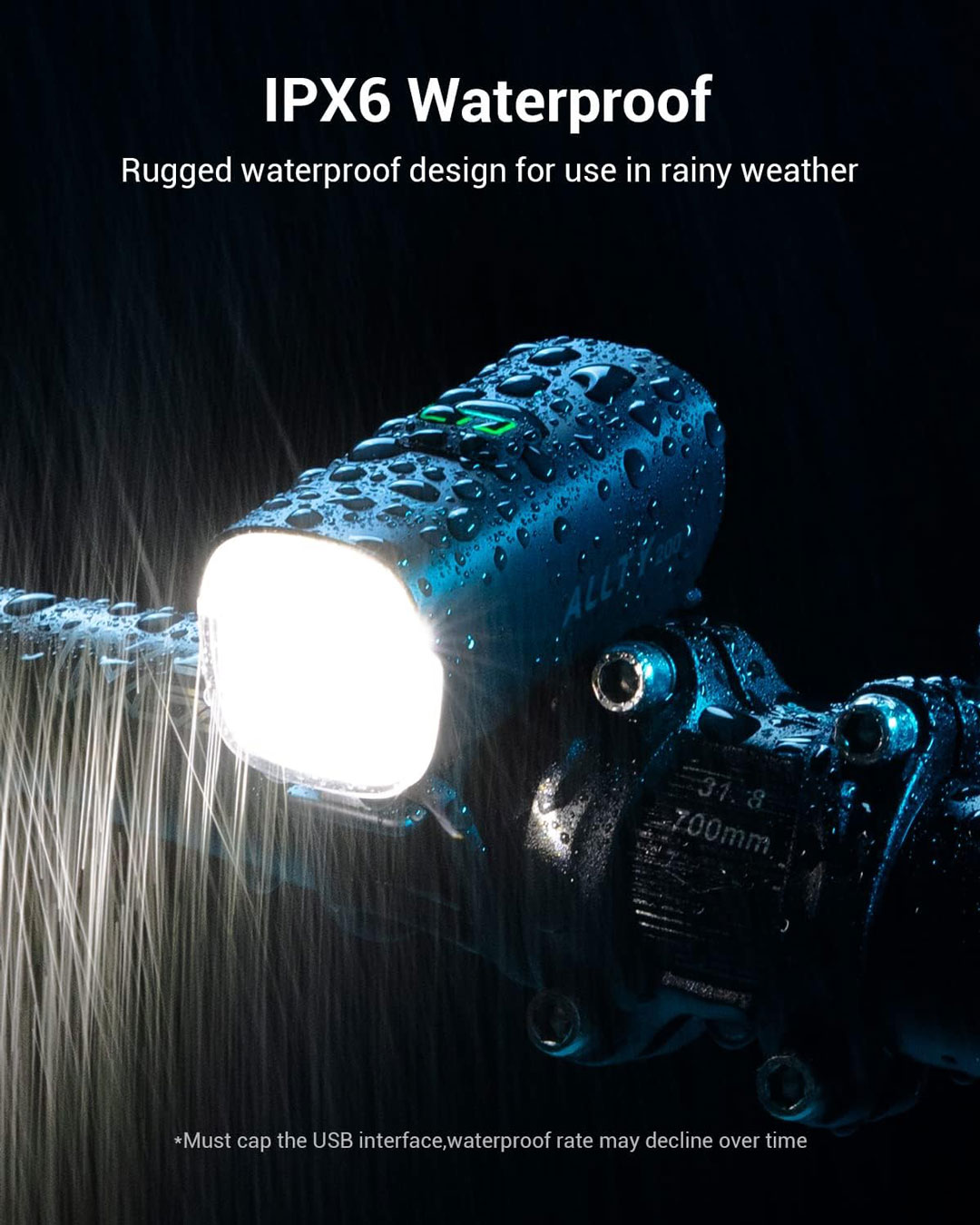 Đèn xe đạp allty 200 bền bỉ chông nước tiêu chuẩn ipx6