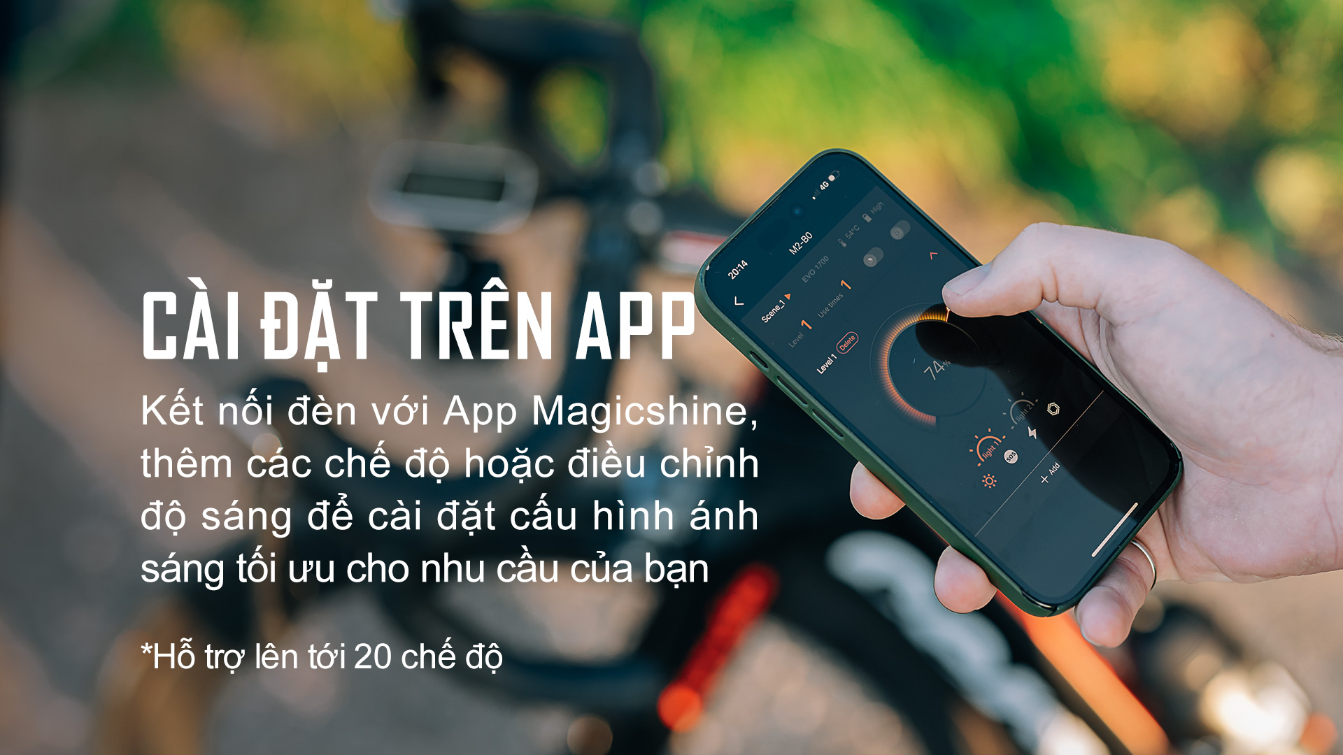 EVO 1700 Cài đặt các chế độ sáng trên app