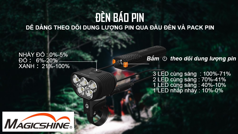 Đèn có led báo pin trên thân tiện ích