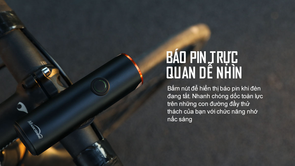 Đèn xe đạp SF1800 hiển thị pin trực quan, hỗ trợ nhớ mức sáng