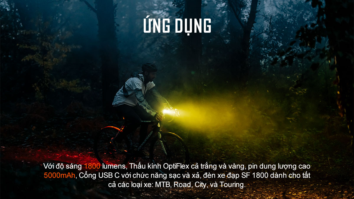 Đèn xe đạp MAGICSHINE SF1800 chiếu sáng mạnh, phù hợp MTB và Touring