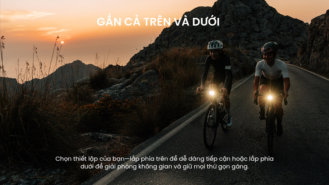 Đèn xe đạp gắn linh hoạt trên dưới ghi đông