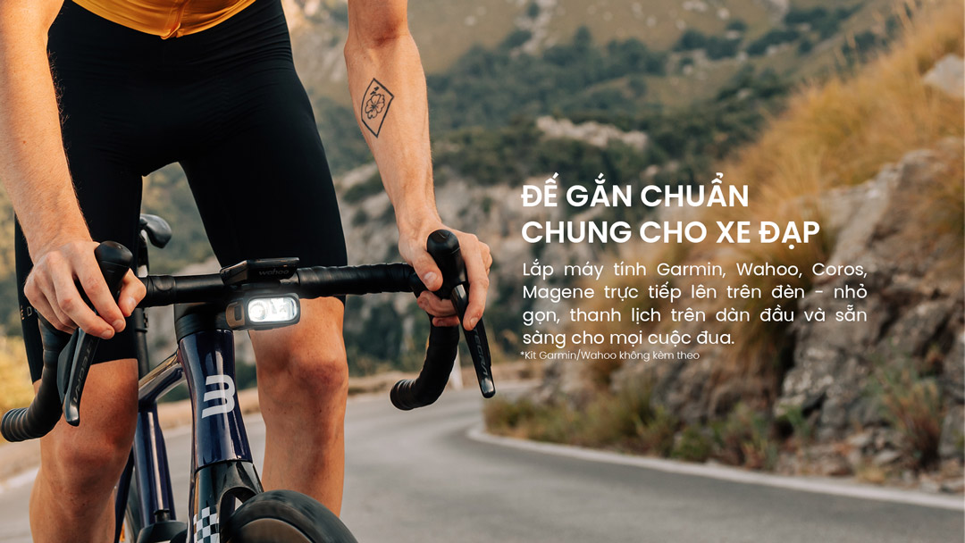 Đèn xe đạp Hori 1300 gắn được máy tính Garmin Wahoo