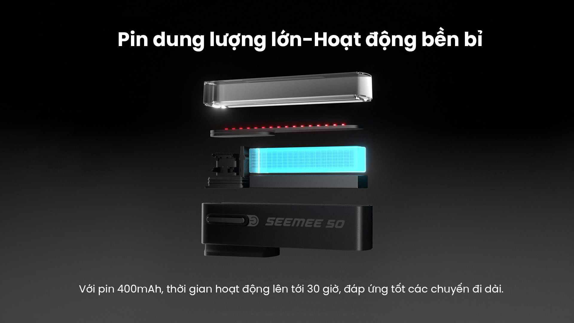 Pin 400mAh cho đèn xe đạp MAGICSHINE SEEMEE 50 – hoạt động 30 giờ