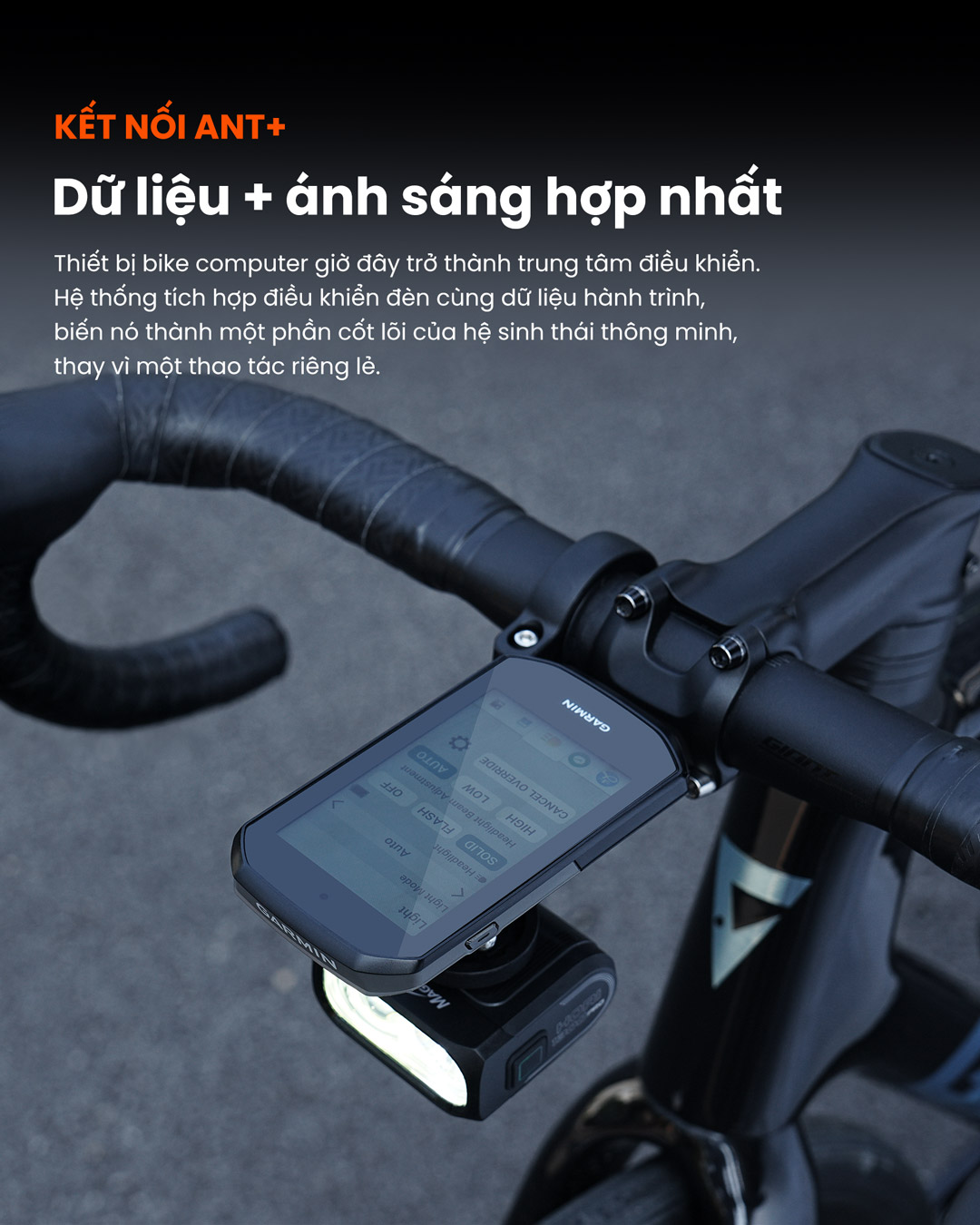 Kết nối ANT+ trên đèn xe đạp Magicshine HORI 1300 Pro