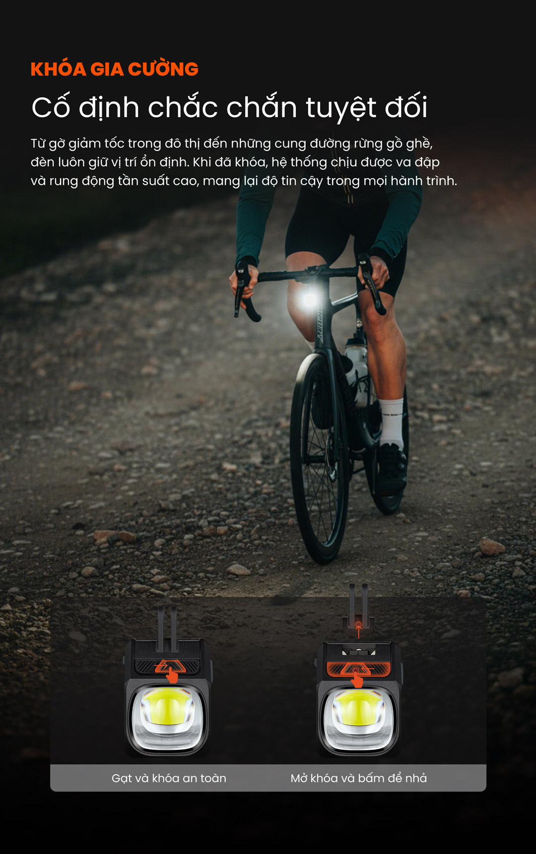 Khóa gia cường trên đèn xe đạp Magicshine EVO 1700 Pro