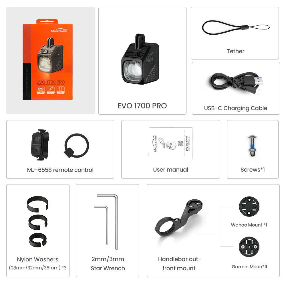 Bộ phụ kiện đèn xe đạp Magicshine EVO 1700 Pro chính hãng